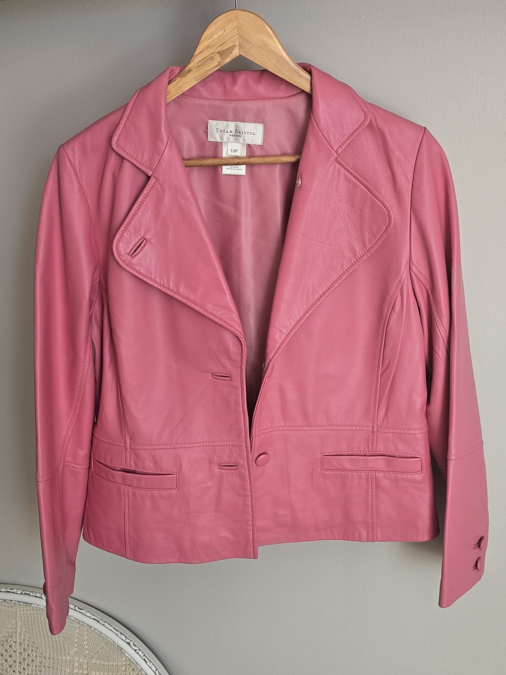Vintage Susan Bristol Vibrant Pink Leather Jacket